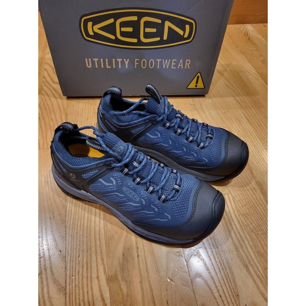 NEW KEEN Utility Flint II Sport Womens Carbon Fiber Toe Work Shoe Navy/Grey 9 M